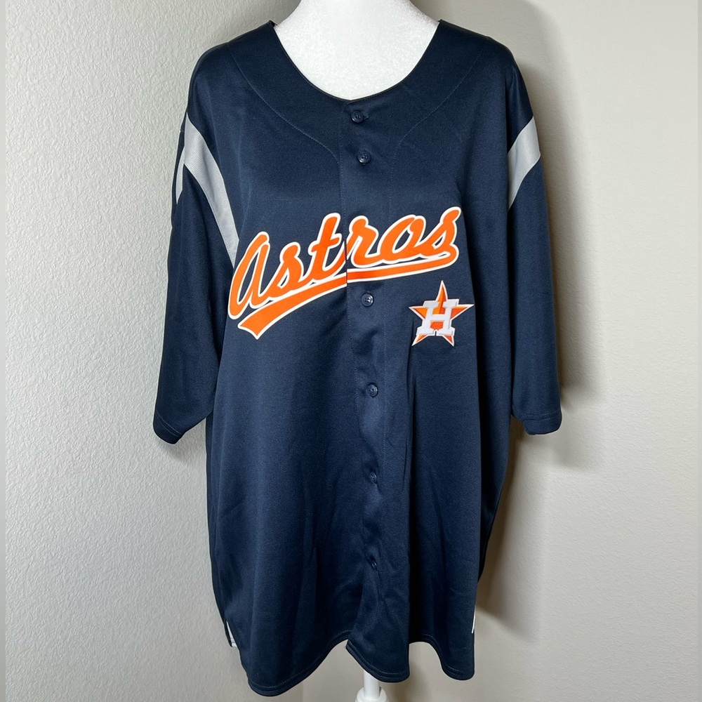 HOUSTON ASTROS True Fan MLB Official Mens Jersey Blue Writing Logo 2XL